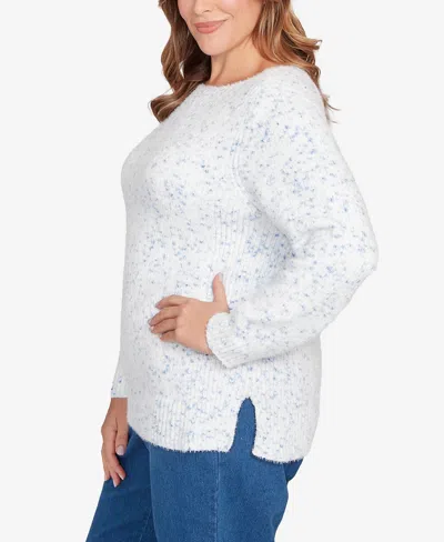 Ruby Rd. Plus Size Speckled Chenille Eyelash Sweater In White