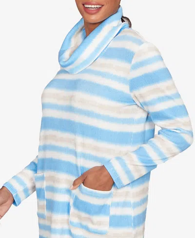 Ruby Rd. Petite Ribbed Stripe Patch Pocket Knit Top In Multi