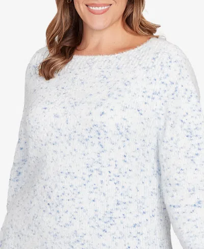 Ruby Rd. Plus Size Speckled Chenille Eyelash Sweater In White