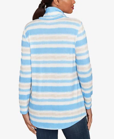 Ruby Rd. Petite Ribbed Stripe Patch Pocket Knit Top In Multi
