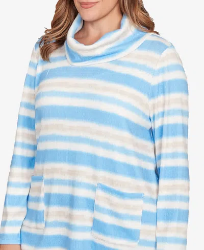 Ruby Rd. Plus Size Ribbed Stripe Patch Pocket Knit Top In Multi