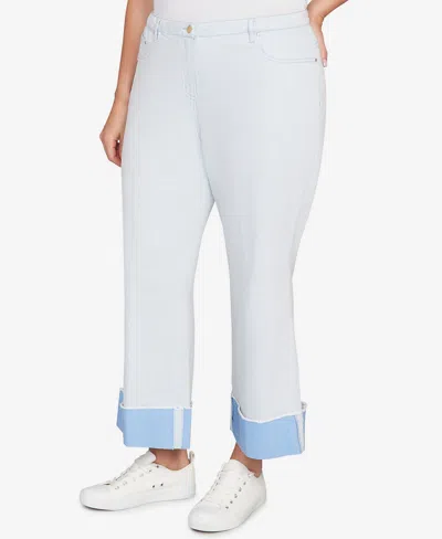 Ruby Rd. Plus Size Cuffed Pull-on Faux Fly Pants In White