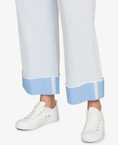 Ruby Rd. Plus Size Cuffed Pull-on Faux Fly Pants In White