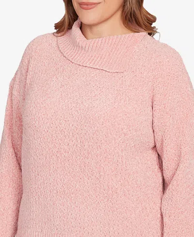 Ruby Rd. Plus Size Split Cowl Chenille Pullover Sweater In Pink