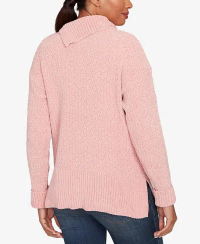 Ruby Rd. Petite Split Cowl Chenille Pullover Sweater In Pink