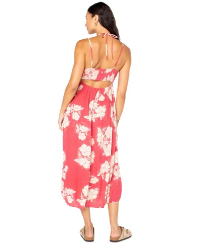 Roxy Sunshine Crush Floral Halter Strap Minidress In Red