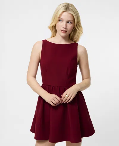 French Connection Women's Fit And Flare Low Back Mini Dress In Burgundy
