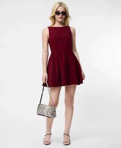 French Connection Women's Fit And Flare Low Back Mini Dress In Burgundy