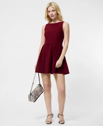 French Connection Women's Fit And Flare Low Back Mini Dress In Burgundy