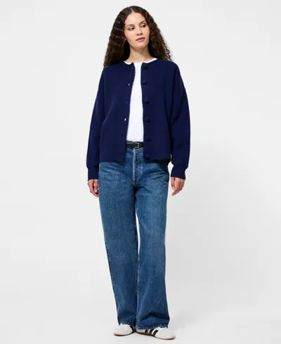 French Connection Women's Drop Shoulder Oversized Cardigan In Blue