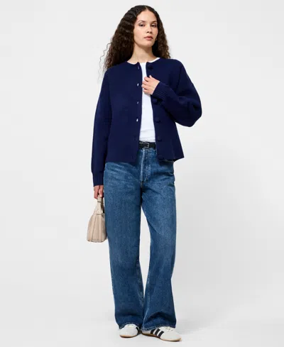 French Connection Women's Drop Shoulder Oversized Cardigan In Blue