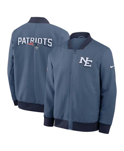 Nike Storm Blue New England Patriots 2025 Rivalries Collection Sideline Full-zip Bomber Jacket In Blue