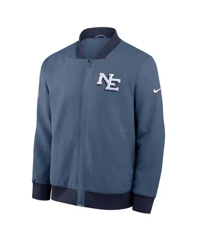 Nike Storm Blue New England Patriots 2025 Rivalries Collection Sideline Full-zip Bomber Jacket In Blue