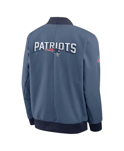 Nike Storm Blue New England Patriots 2025 Rivalries Collection Sideline Full-zip Bomber Jacket In Blue