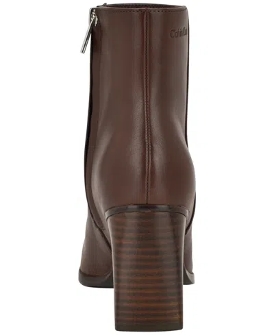 Calvin Klein Women's Dezzi High Block Heel Booties In Brown