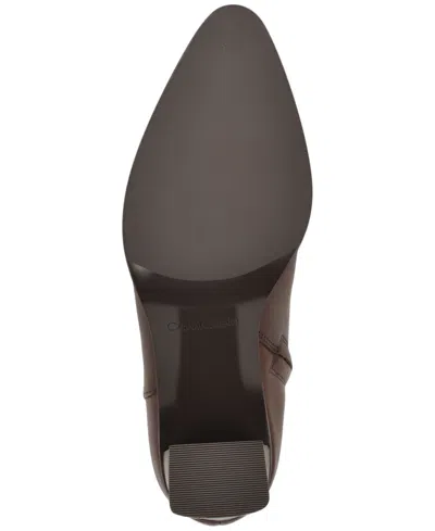 Calvin Klein Women's Dezzi High Block Heel Booties In Brown