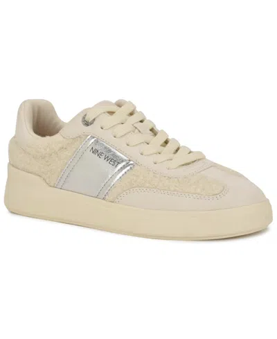 Nine West Linehan Round Toe Lace-up Sneakers In Neutral
