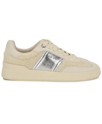 Nine West Linehan Round Toe Lace-up Sneakers In Neutral