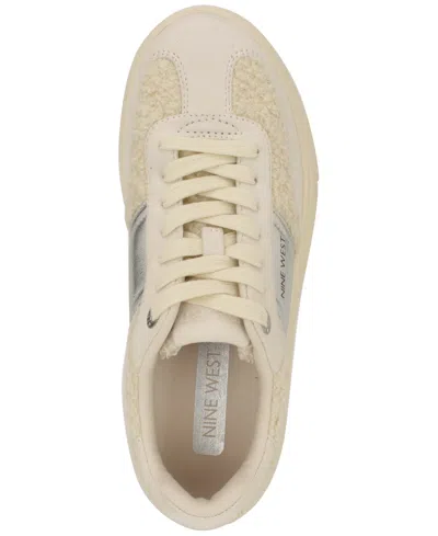 Nine West Linehan Round Toe Lace-up Sneakers In Neutral