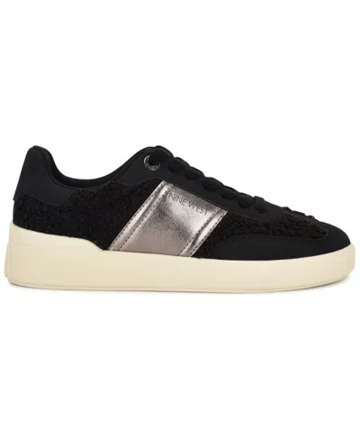Nine West Linehan Round Toe Lace-up Sneakers In Black