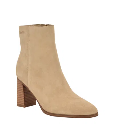 Calvin Klein Women's Dezzi High Block Heel Booties In Neutral