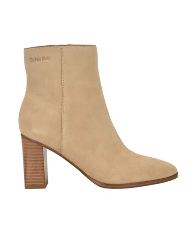 Calvin Klein Women's Dezzi High Block Heel Booties In Neutral