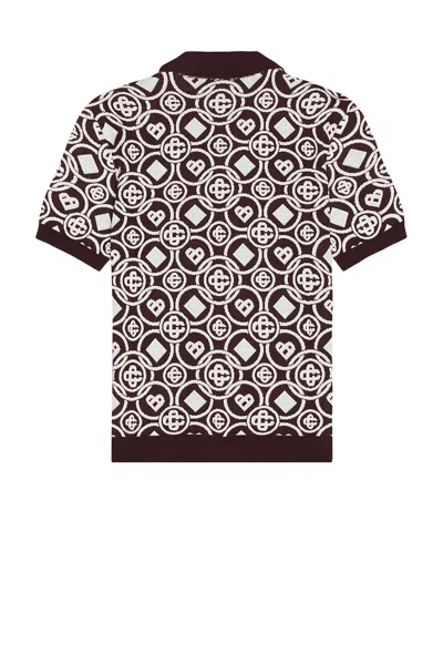 Casablanca Mens Aubergine Embroidered-logo Monogram Cotton Polo Shirt In Burgundy