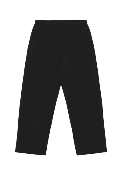Essentials Mens Jet Black Brand-print Wide-leg Cotton-blend Jogging Bottoms In Black