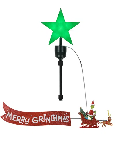 Mr. Christmas Animated Sleigh Tree Topper Banner With Merry Grinchmas In Multi