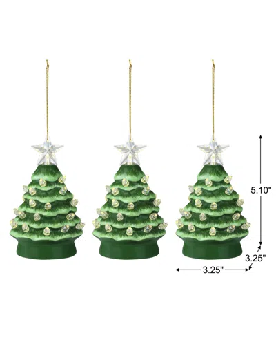 Mr. Christmas Nostalgic Tree Ornaments With Lights, Set Of 3 In Green