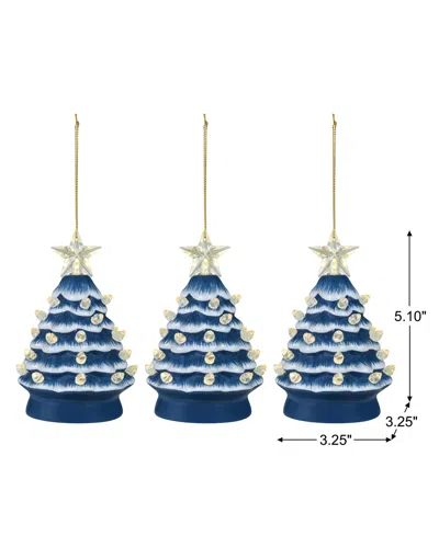 Mr. Christmas Nostalgic Tree Ornaments With Lights, Set Of 3 In Blue
