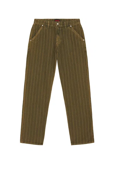 Pleasures Rail Stripe Work Pants In Brown