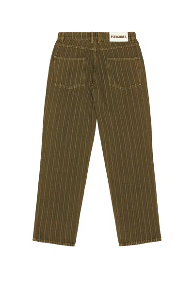 Pleasures Rail Stripe Work Pants In Brown
