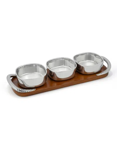 Nambe Braid Condiment Trio In Brown