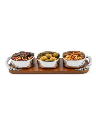 Nambe Braid Condiment Trio In Brown