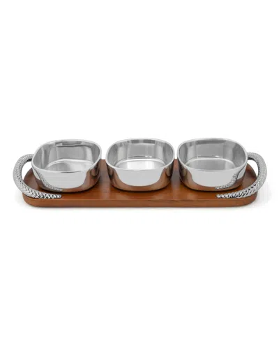 Nambe Braid Condiment Trio In Brown