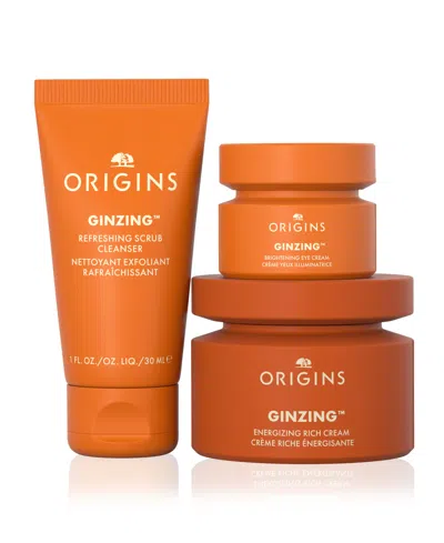 Origins 3-pc. Ginzing Glowing Essentials Cleanser & Moisturizer Set In Transparent