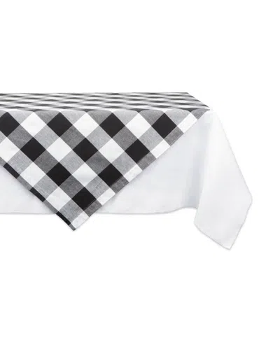 Design Imports Buffalo Check Table Topper 40" X 40" In Black