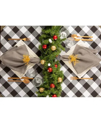 Design Imports Buffalo Check Table Topper 40" X 40" In Black