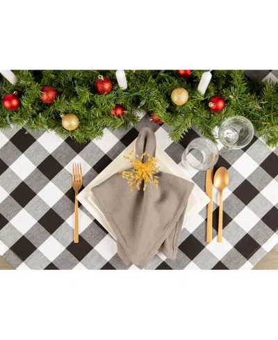 Design Imports Buffalo Check Table Topper 40" X 40" In Black