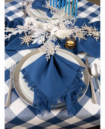 Design Imports Buffalo Check Table Topper 40" X 40" In Blue