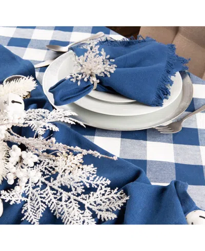 Design Imports Buffalo Check Table Topper 40" X 40" In Blue