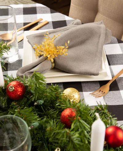 Design Imports Buffalo Check Table Topper 40" X 40" In Black