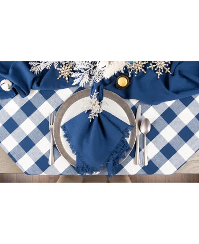 Design Imports Buffalo Check Table Topper 40" X 40" In Blue