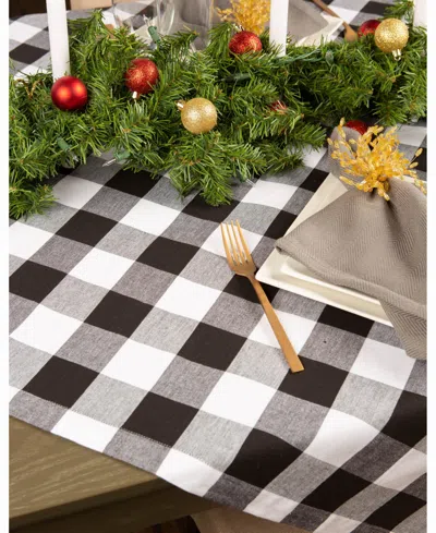 Design Imports Buffalo Check Table Topper 40" X 40" In Black