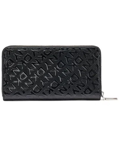 Dkny Ashlyn Large Zip Around Wallet In Black