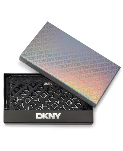 Dkny Ashlyn Large Zip Around Wallet In Black
