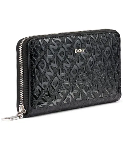 Dkny Ashlyn Large Zip Around Wallet In Black