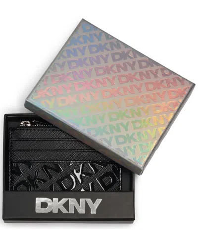 Dkny Ashlyn Snap Closure Card Case In Black
