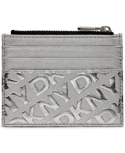 Dkny Ashlyn Snap Closure Card Case In Silver